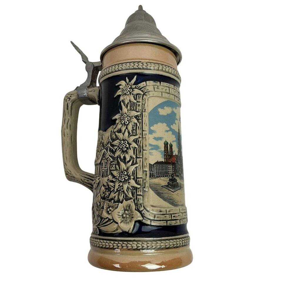 Vintage German Beer Stein With Lid & Munich Scene Bavarian TK 0.5L Collectible - Picture 2 of 10